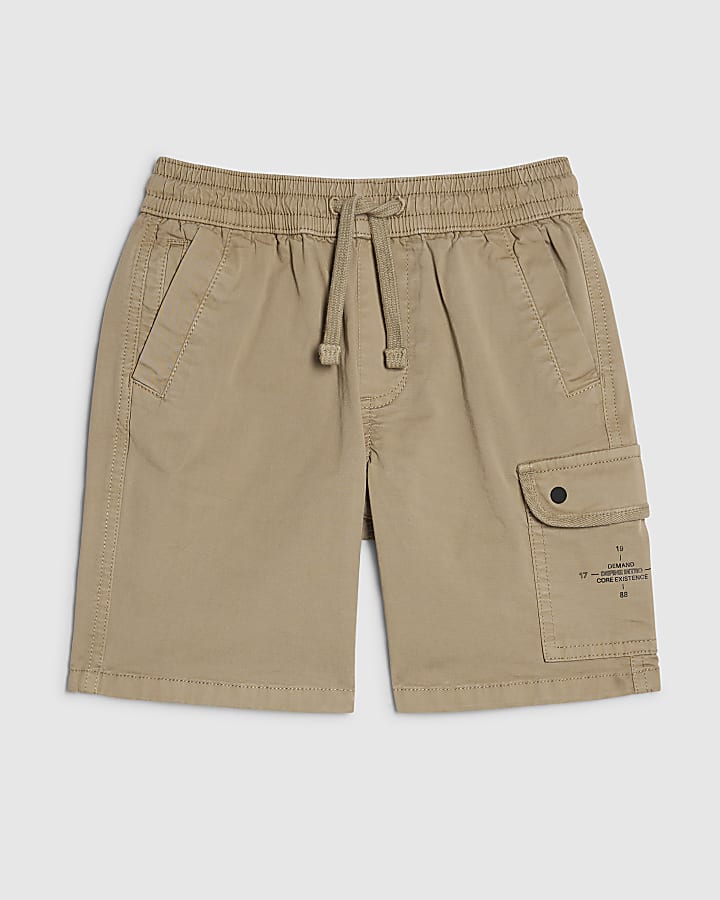 Boys Beige Twill Cargo Shorts