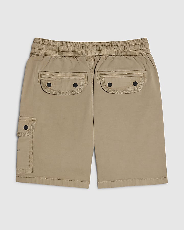 Boys Beige Twill Cargo Shorts