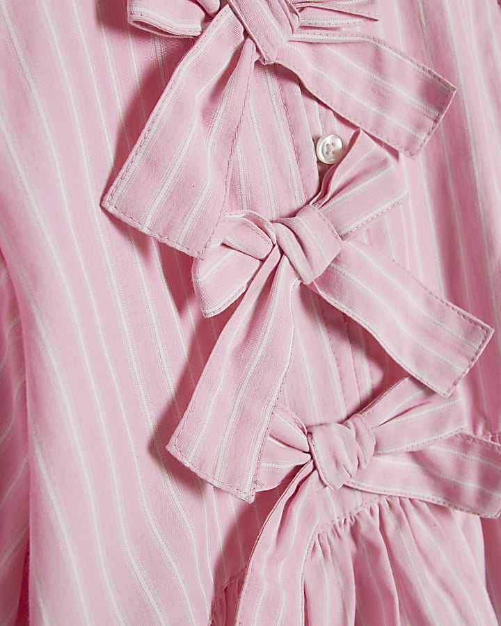 Girls Pink Stripe Top And Jeans Set