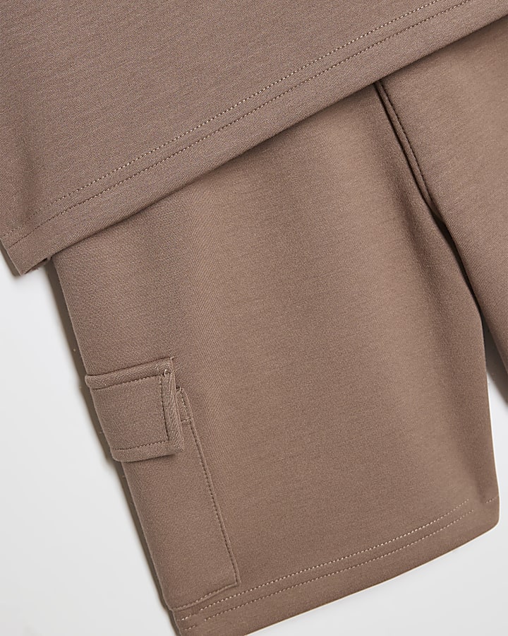 Boys Brown Luminis Badge T-Shirt Set