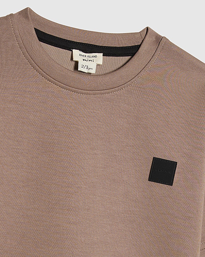 Mini Boys Brown Luminis Badge T-Shirt Set