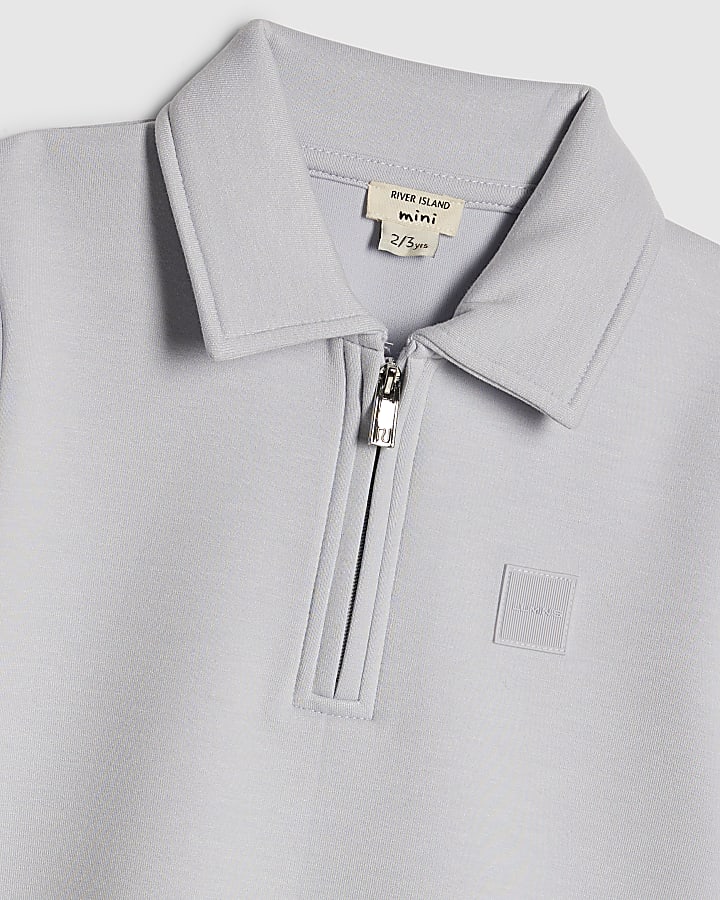 Mini Boys Blue Luminis Badge Polo Shirt Set