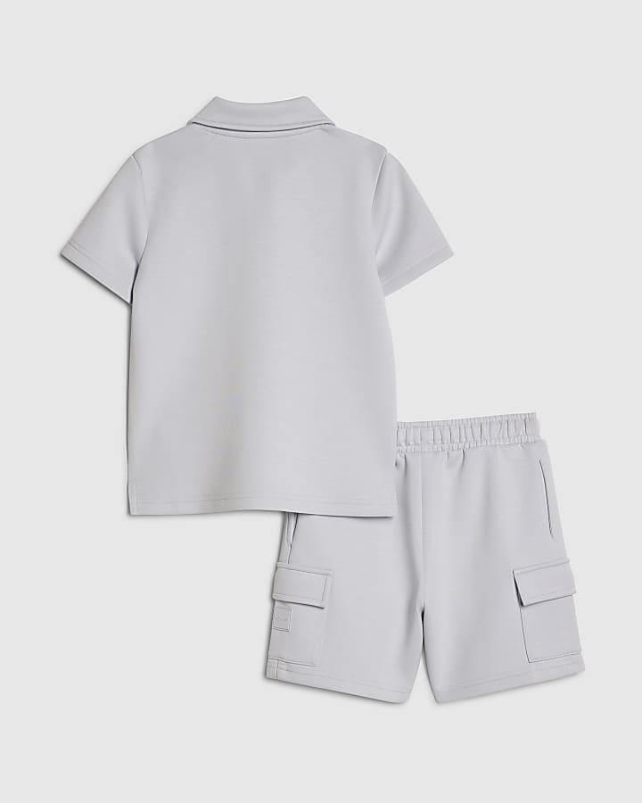 Mini Boys Blue Luminis Badge Polo Shirt Set