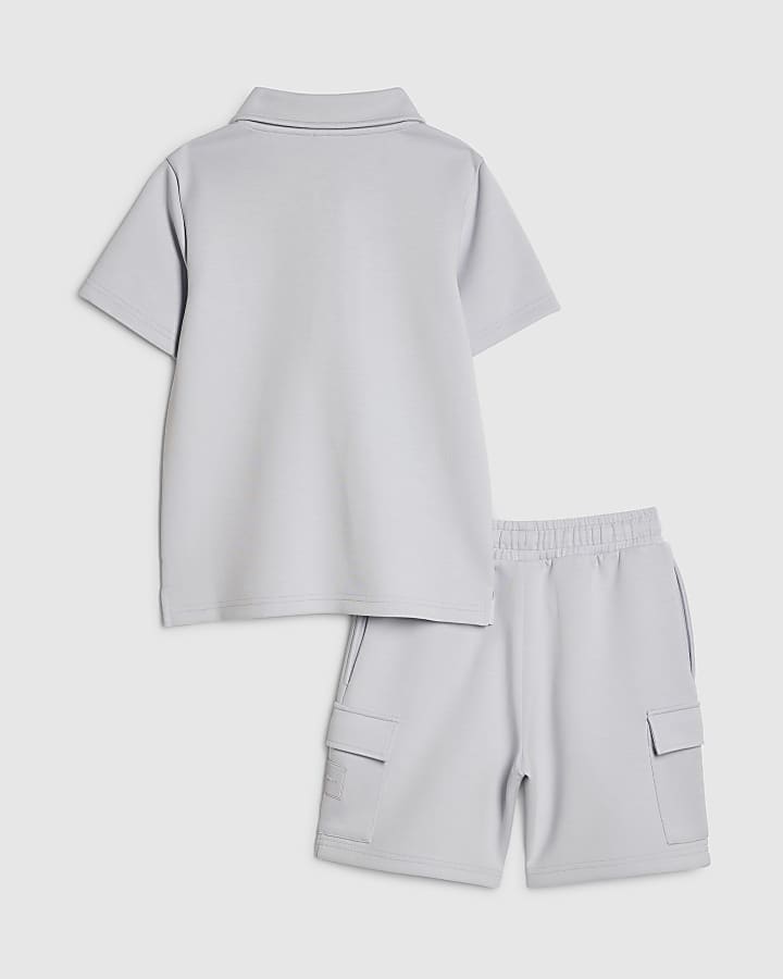 Boys Blue Luminis Badge Polo Shirt Set