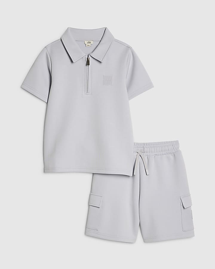 Boys Blue Luminis Badge Polo Shirt Set