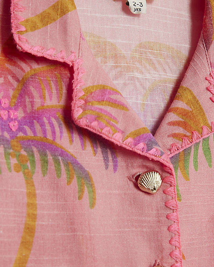 Mini Girls Orange Palm Shorts 3 Piece Set