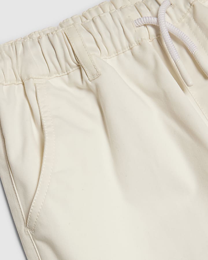 Girls Cream Twill Keyring Cargo Trousers