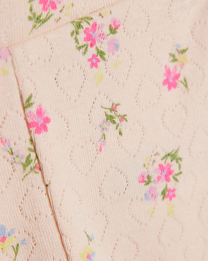 Baby Girls Pink Pointelle Floral Romper Set