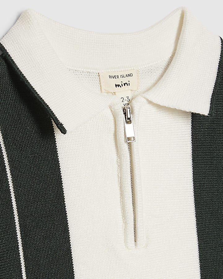 Mini Boys Green Stripe Polo Shirt