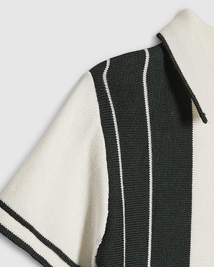 Mini Boys Green Stripe Polo Shirt