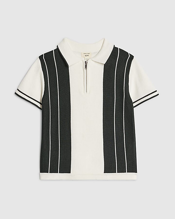 Mini Boys Green Stripe Polo Shirt