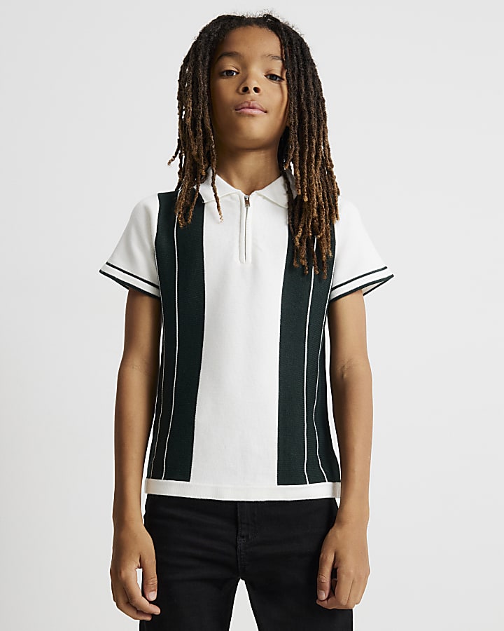 Boys Green Stripe Polo Shirt