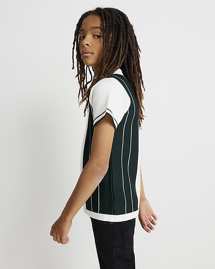 Boys Green Stripe Polo Shirt