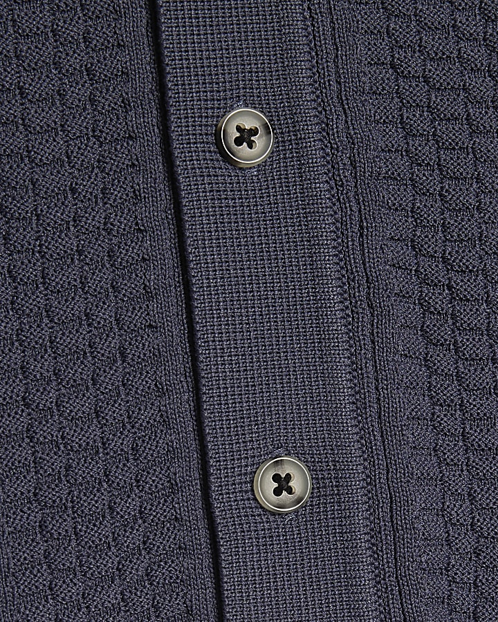 Mini Boys Navy Knitted Shirt