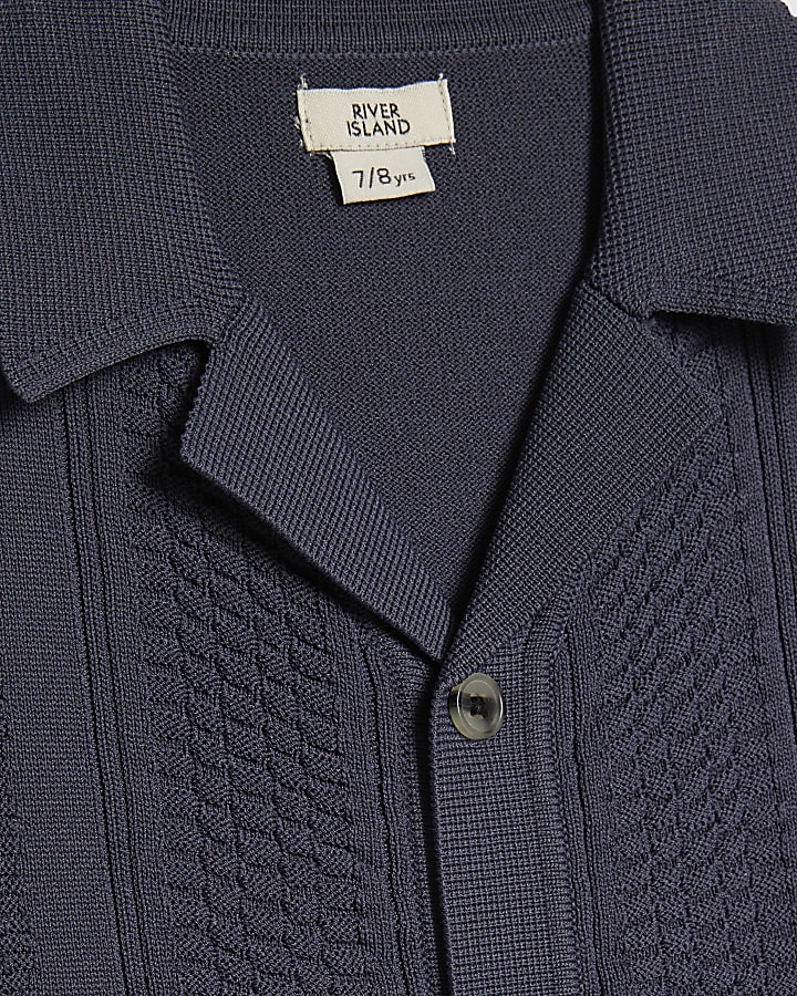 Boys Navy Knitted Shirt