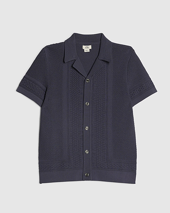 Boys Navy Knitted Shirt