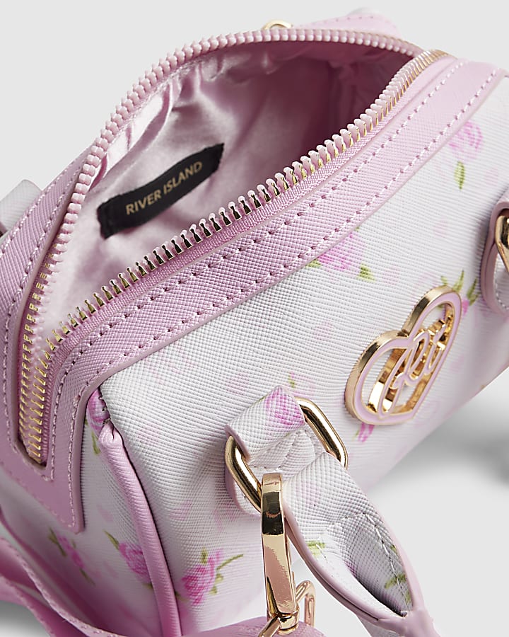 Girls White Ditsy Floral Mini Bowler Bag