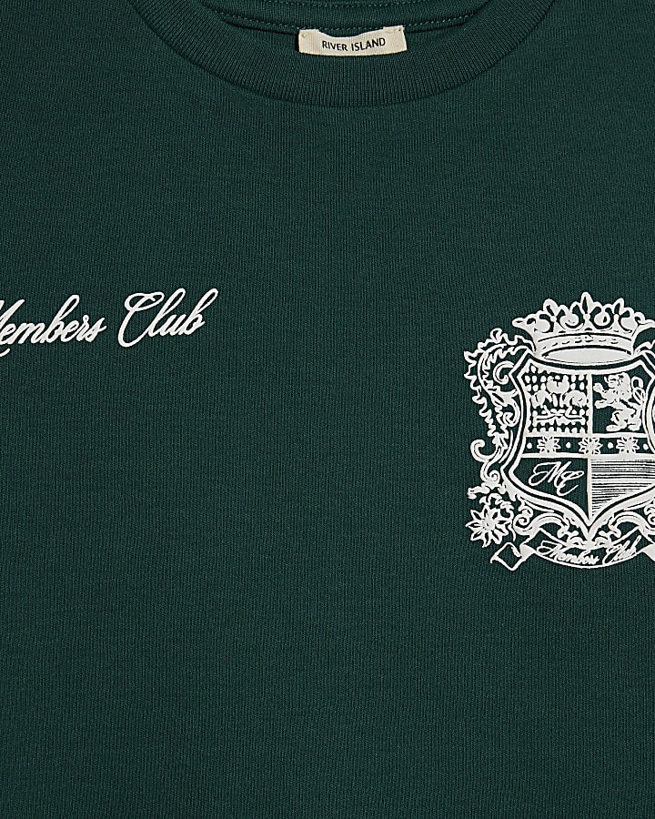 Mini Boys Green Crest T-Shirt And Shorts Set