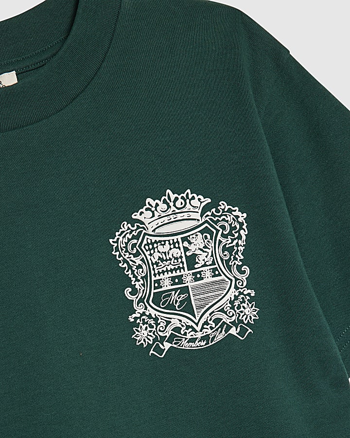 Boys Green Crest T-Shirt And Shorts Set
