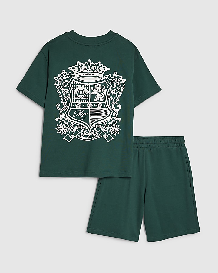 Boys Green Crest T-Shirt And Shorts Set