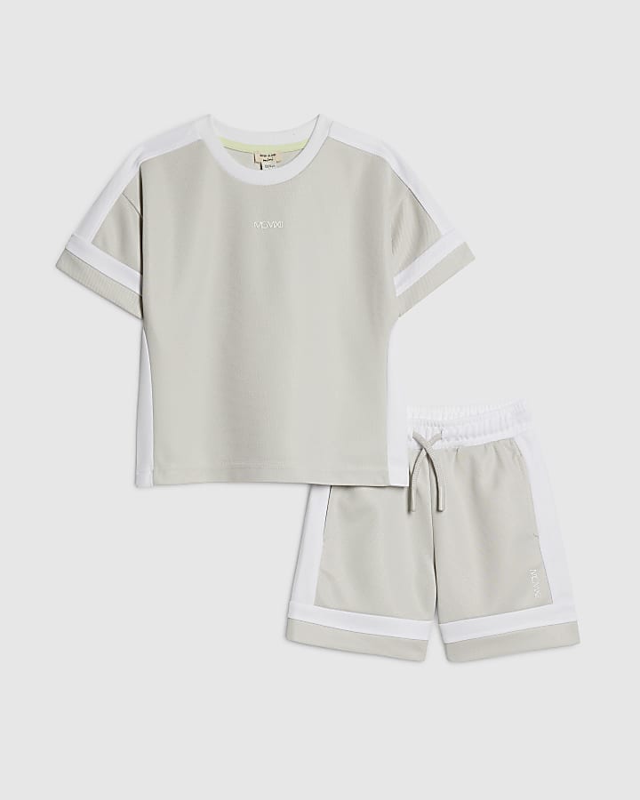 Mini Boys Grey Colour Block T-Shirt Set