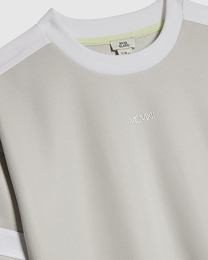 Boys Grey Colour Block T-Shirt Set