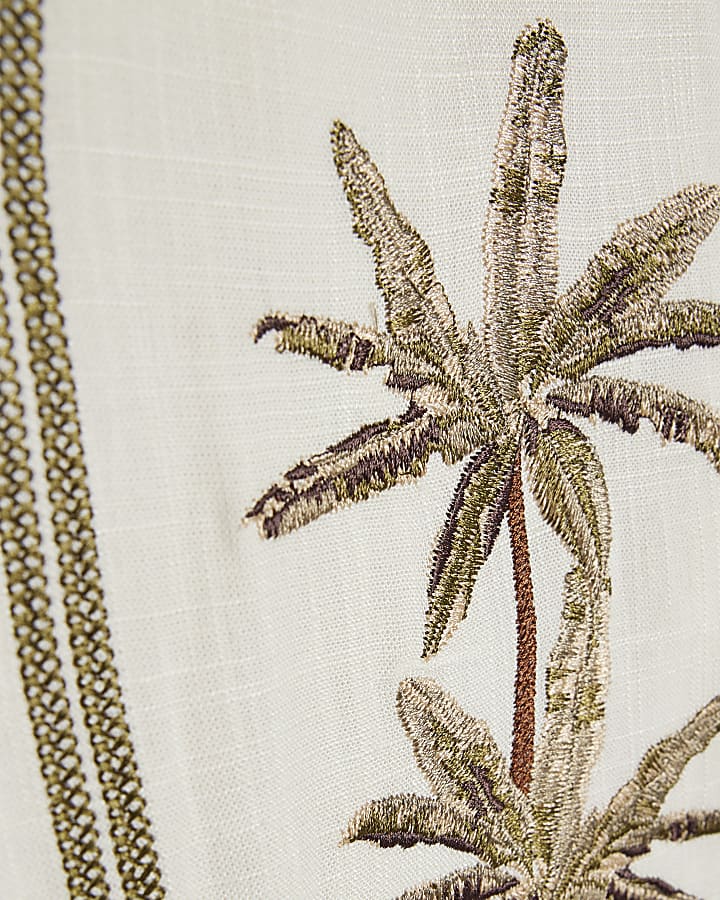 Boys Cream Embroidered Palm Shirt Set