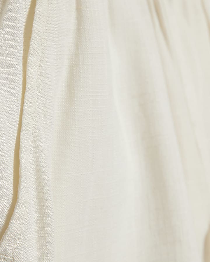 Boys Cream Embroidered Palm Shirt Set