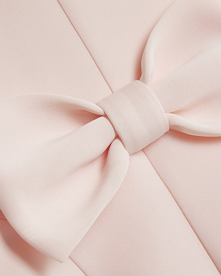 Mini Girls Pink Collar Bow Back Dress