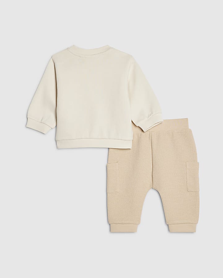 Baby Boys Cream Super Cute Bear Sweat Set