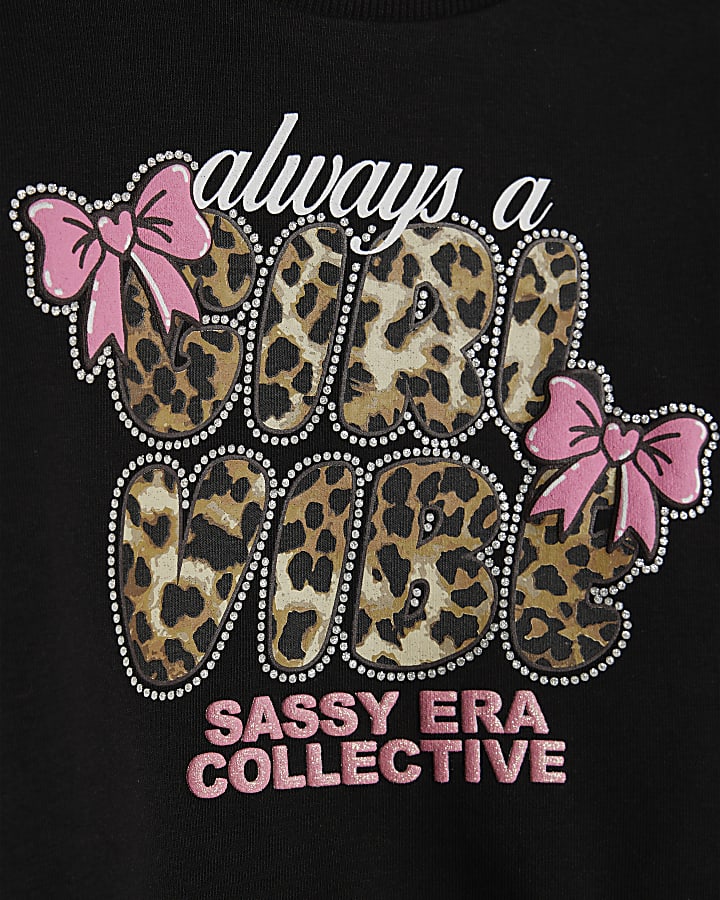 Mini Girls Black Girl Vibe Sweatshirt Set