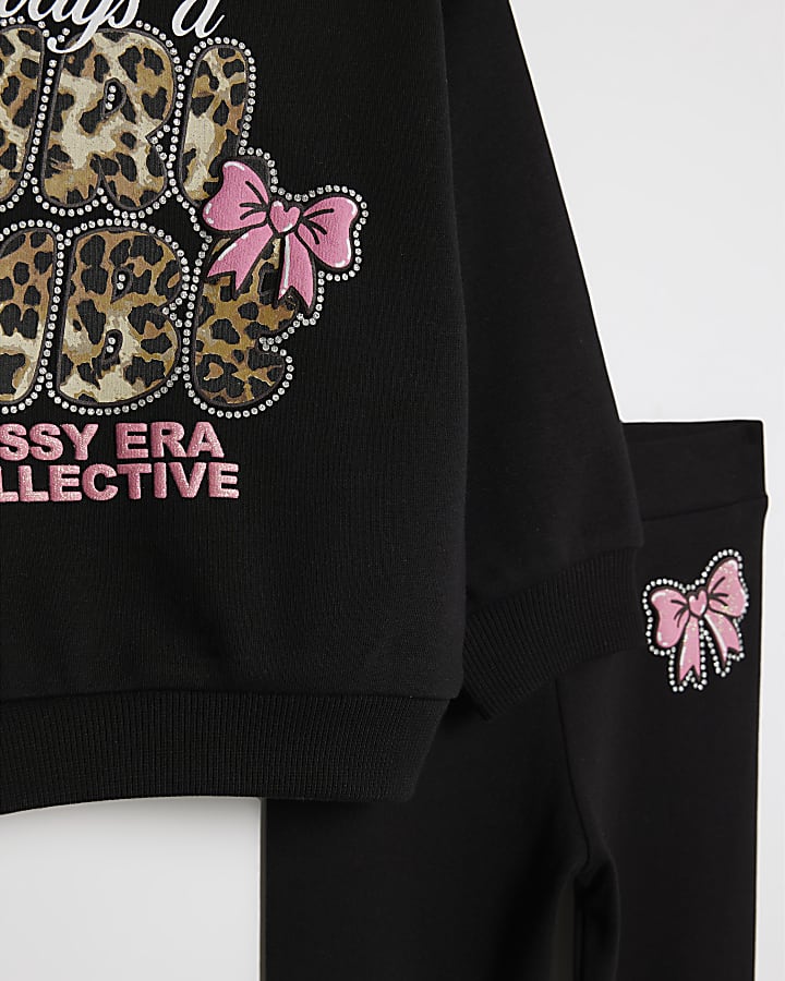 Mini Girls Black Girl Vibe Sweatshirt Set