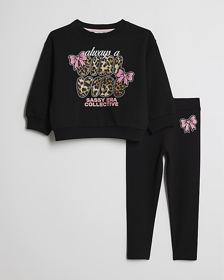 Mini Girls Black Girl Vibe Sweatshirt Set
