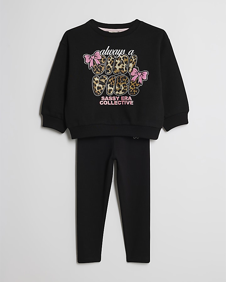 Mini Girls Black Girl Vibe Sweatshirt Set