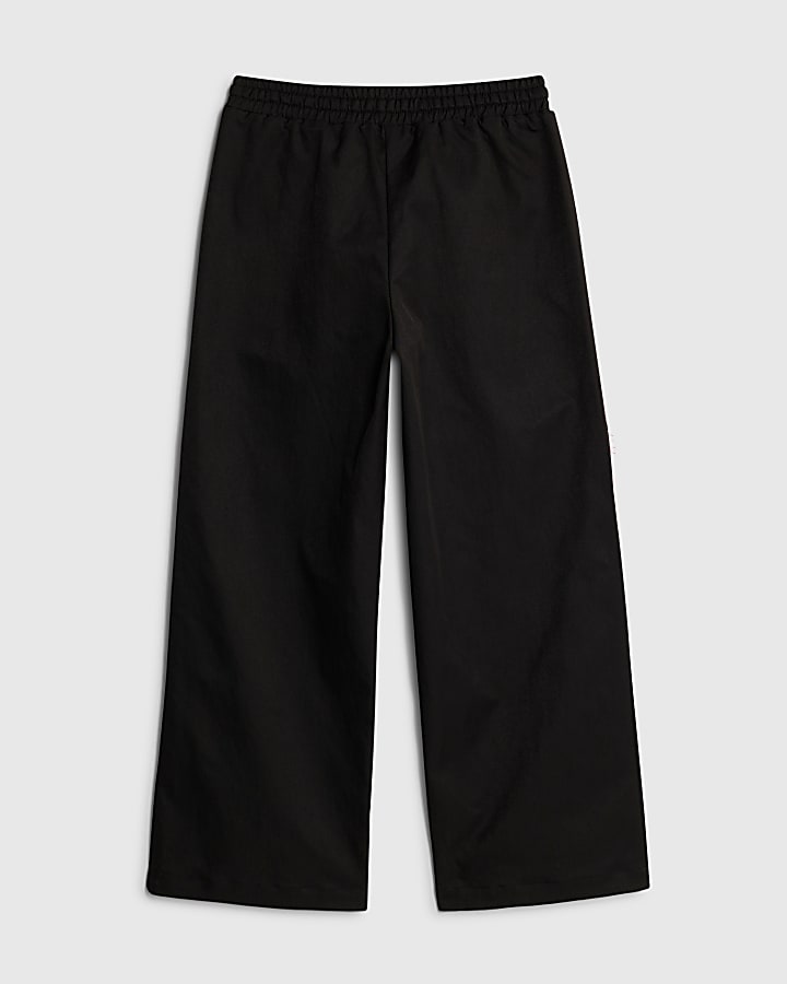 Girls Black Lace Trim Trousers