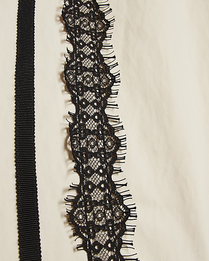 Girls Cream Lace Trim Trousers