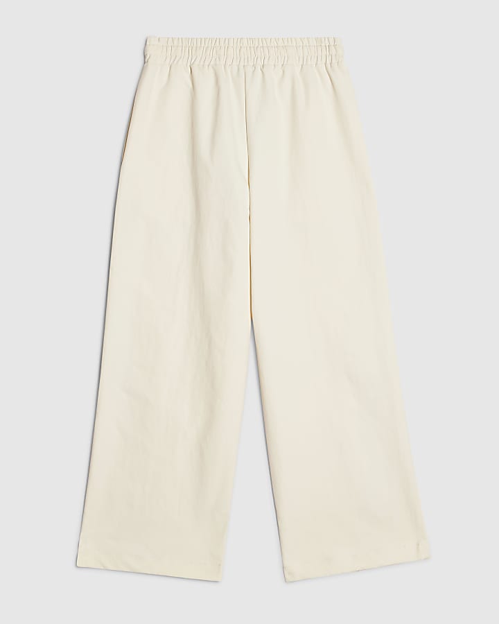Girls Cream Lace Trim Trousers