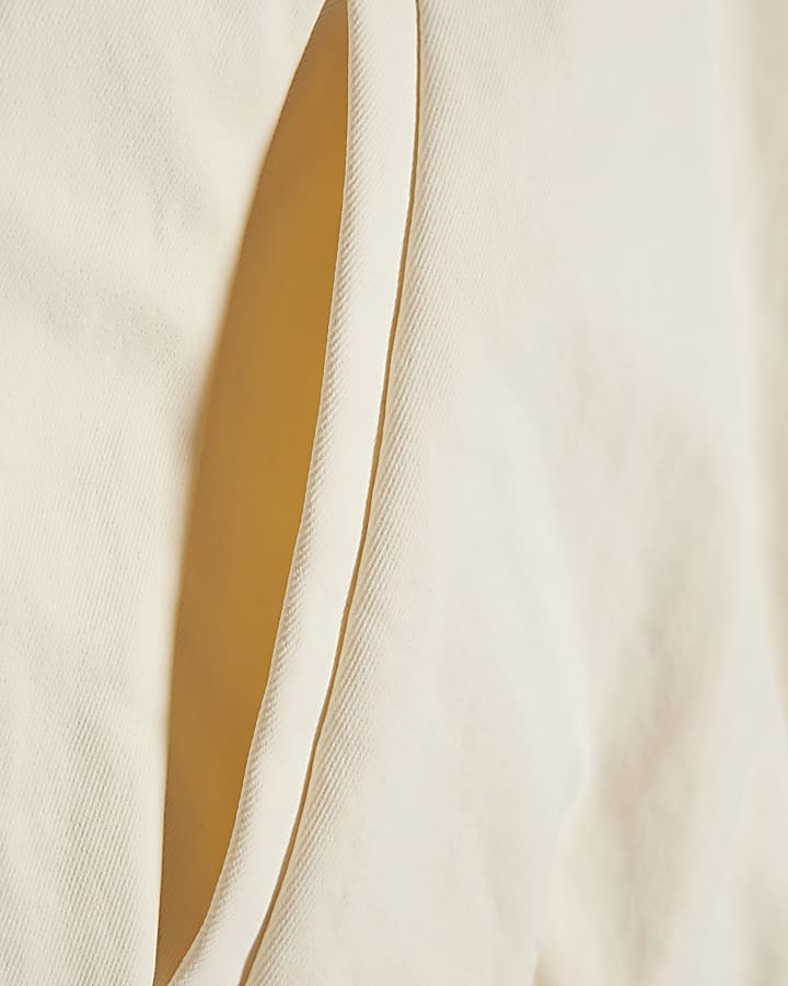 Girls Cream Lace Trim Bomber Jacket