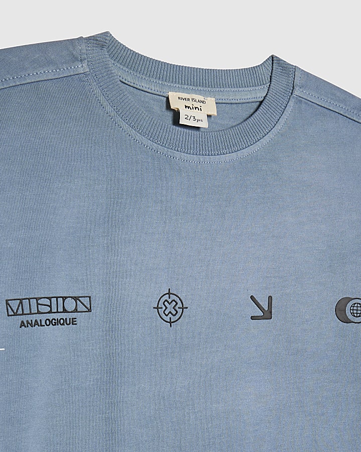 Mini Boys Blue Blurred Studia Club T-Shirt