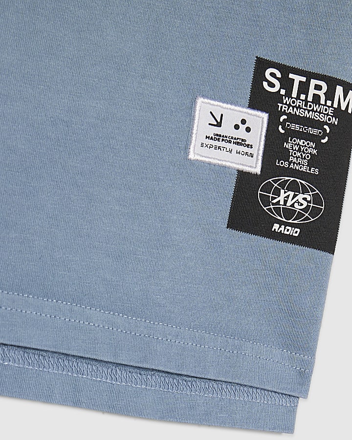 Mini Boys Blue Blurred Studia Club T-Shirt