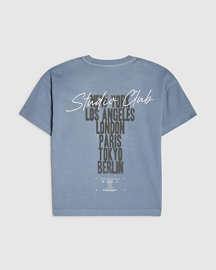 Mini Boys Blue Blurred Studia Club T-Shirt