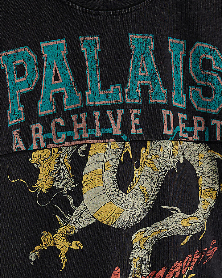 Boys Black Palais Dragon Splice T-Shirt