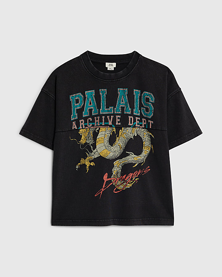 Boys Black Palais Dragon Splice T-Shirt