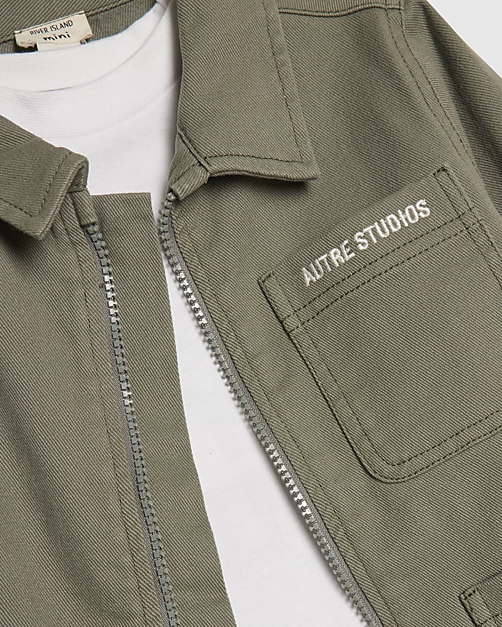 Mini Boys Green Twill Shirt 3 Piece Set