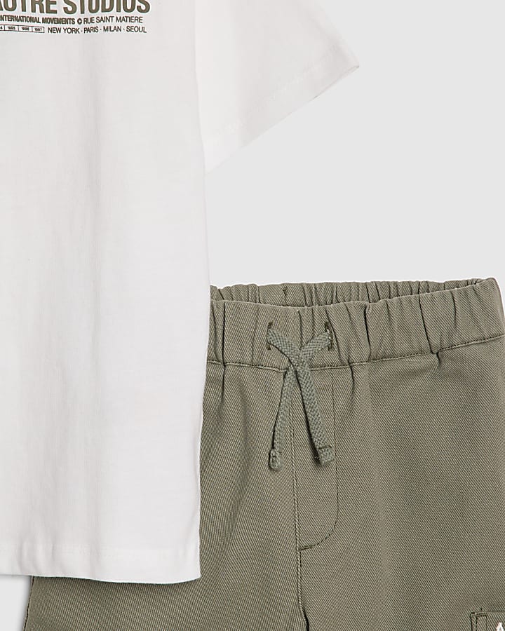 Mini Boys Green Twill Shirt 3 Piece Set