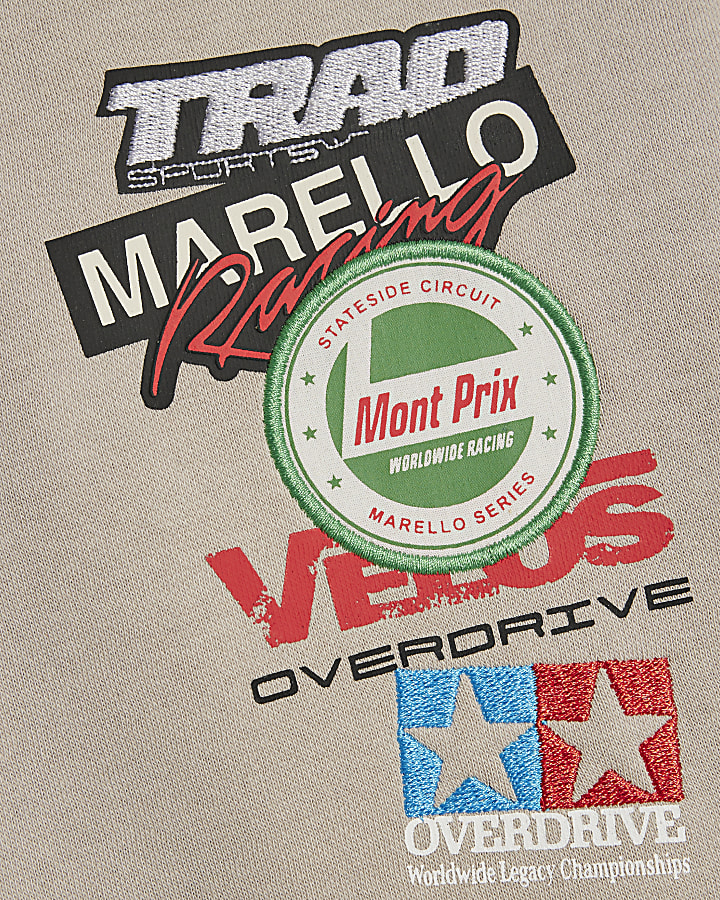 Boys Beige Motorsport Badges Sweatshirt
