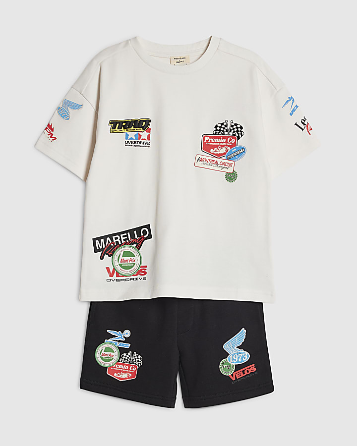 Mini Boys White Motorsport T-Shirt Set