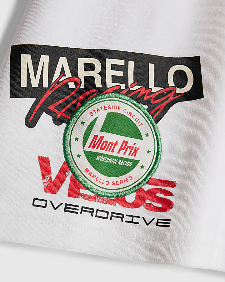 Boys White Motorsport Badges T-Shirt