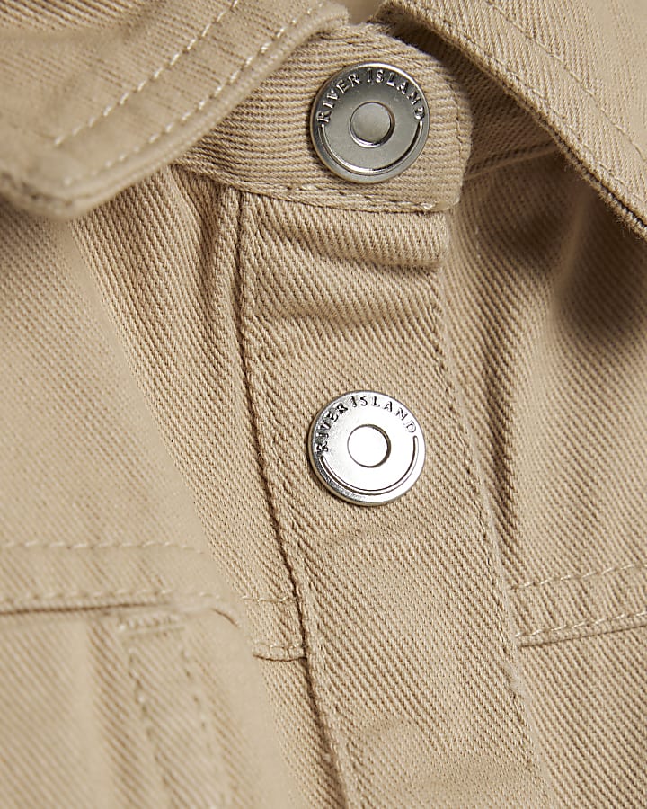 Girls Beige Twill RI Waistband Dress