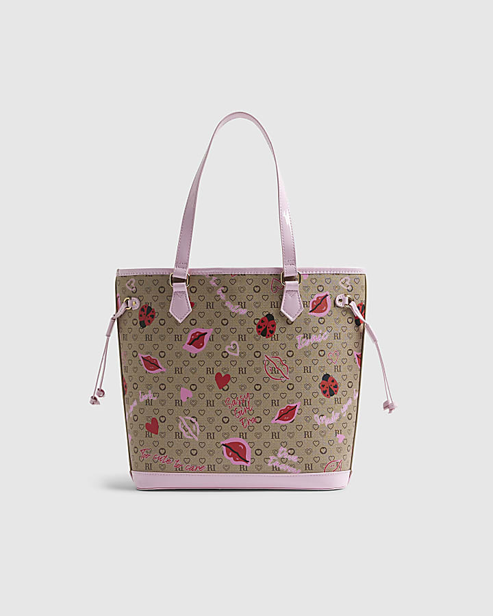 Girls Brown Ladybird Monogram Shopper Bag